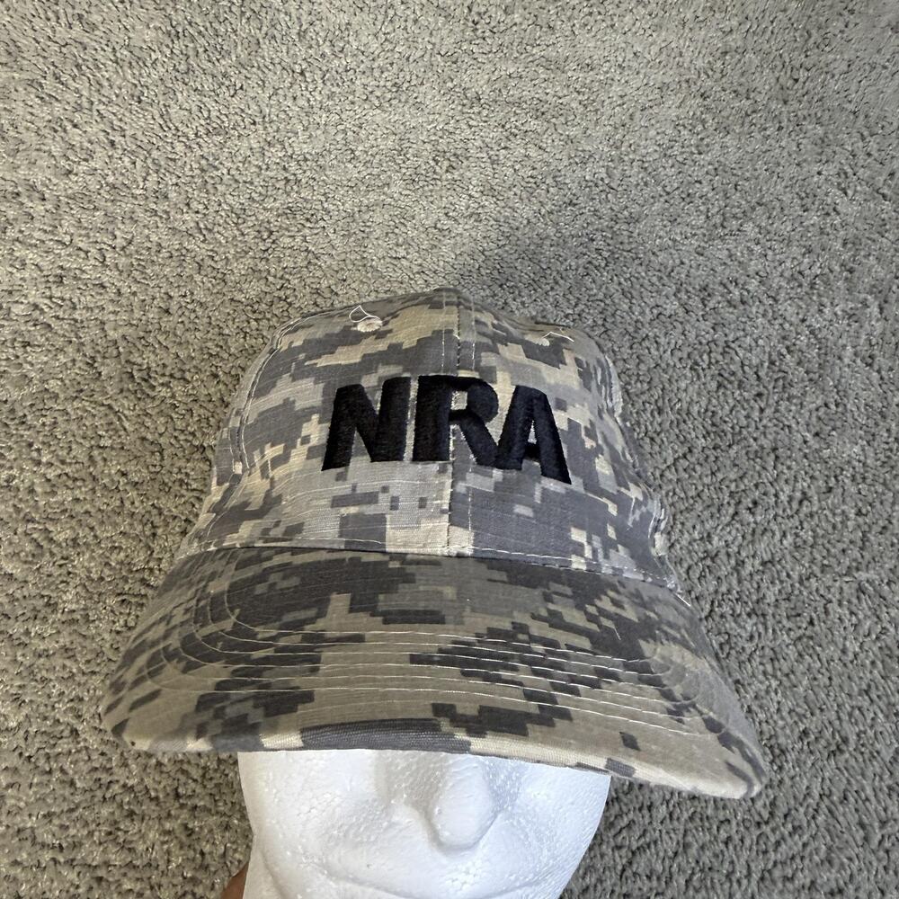 NRA Hat Cap Strap Back Mens One Size Gray Camouflage EST. 1871 Embroidered